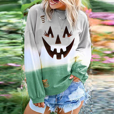 

Tailored Womens Fashion Letter Gradual Long Sleeve Long Sleeve Round Neck Shirt Blouses