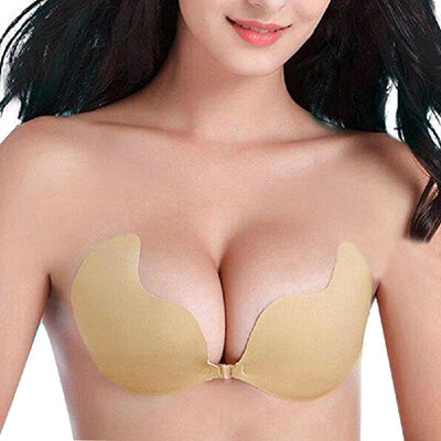 

Sexy Women Silicone Adhesive Invisible Bra Strapless Stick Gel Push Up Bralette Backless Underwear BlackBeige