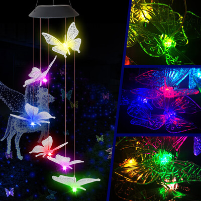 

〖Follure〗Solar Powered Wind Chime Light LED Garden Hanging Spinner Lamp Color Changing