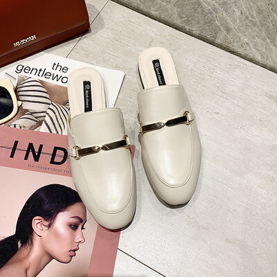 

Autumn Korean fashion Baotou loafers ins port wind flat-bottomed students slippers women tide