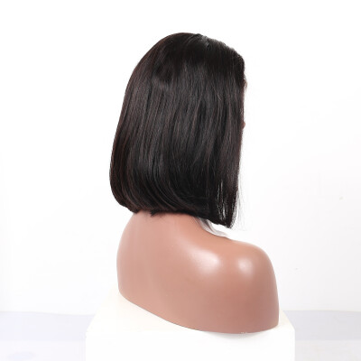 

Dolago Straight Indian Lace Front Human Hair Wigs For Women 250 Density Short Blunt Bob Wigs Natural Black Color Virgin