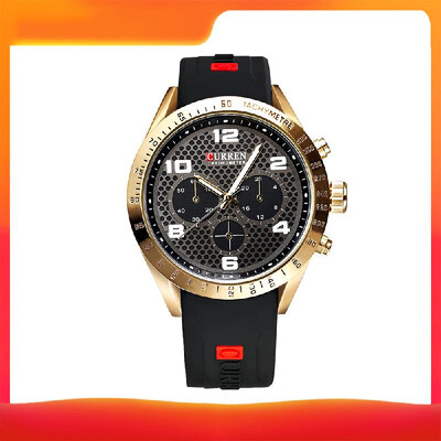 

Curren Men Watch Fashion Analog Quartz Watch Silica Gel Band Waterproof Wrist Watch