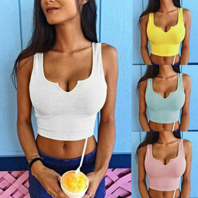 

Women Casual Solid Tank Tops Vest Blouse Sexy Sleeveless Crop Top Shirt Sexy Top