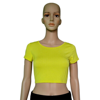 

20 Colors Summer Women Sexy Crop Tops Cropped O-neck Casual Short Sleeve T-Shirts Short Tops