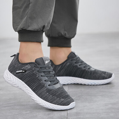 

Pull back Warrior casual breathable mesh mens laced lightweight running sneakers WXY-L046C Gray 42
