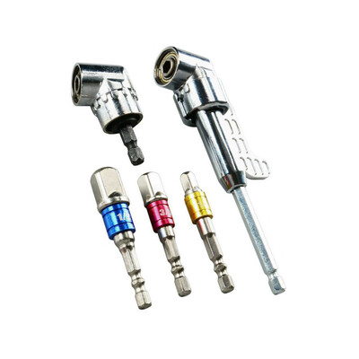

5pcsSet 105º Right Angle Drill Angle Extension Power Screwdriver & Bit Holde Tool Set