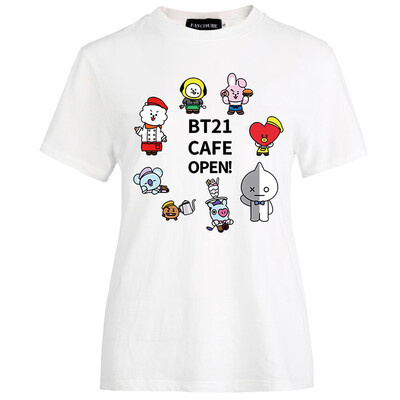 

Korean Boys Groups Bts Bangtan Boys Tops Bt21 Cute Cartoon Printed Round Neck Short-Sleeved T-Shirts