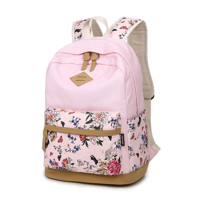 

Retro Canvas Backpack School Match Leather Satchel Rucksack Backpacks School Bags for Girls Mochila Escolar Printing School Bag