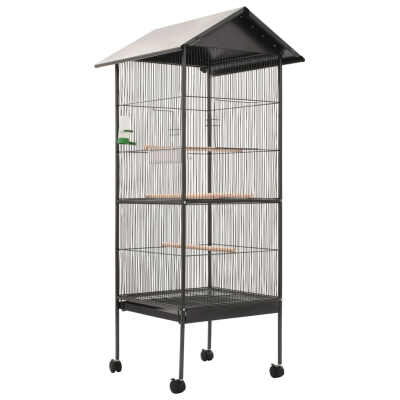 

Bird Cage with Roof Gray 26"x26"x61" Steel