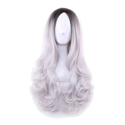 

Gobestart Sexy Women Cosplay Wavy Curly Synthetic Wig Fashion Gradient Long Party Wigs