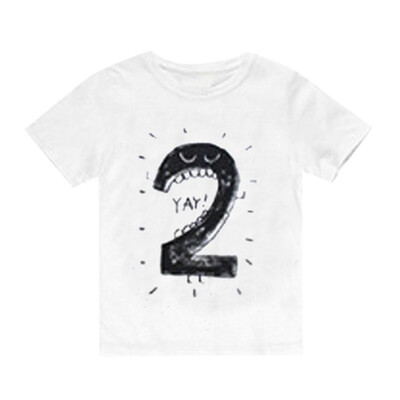 

Newborn Baby Kids Boy Girl Number Cartoon Short Sleeve T-shirt Tee Tops Clothes