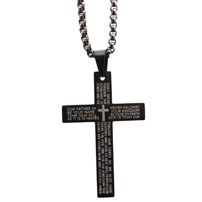 

New Stainless Steel Vintage Black Gold Silver Cross Pendant Prayer Bible Necklace 22 Inch For Men Women