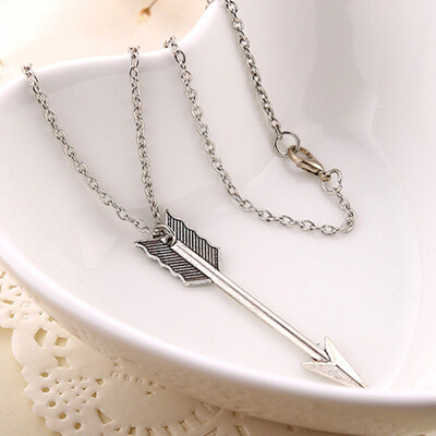 

Unisex Silver Color Charm Rock Punk Vintage Arrow Pendant Chain Necklace