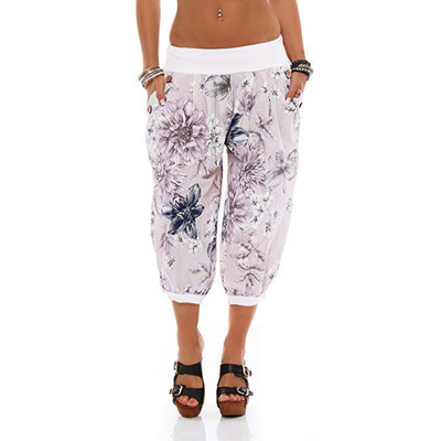 

Tailored Women Print Threaded Trousers with Loose Bandwidth Wide-leg Pants
