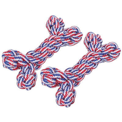 

Greensen 2pcs Bone Shape Knitted Cotton Rope Teeth Cleaning Protection Biting Chewing Toy for Pet Dog