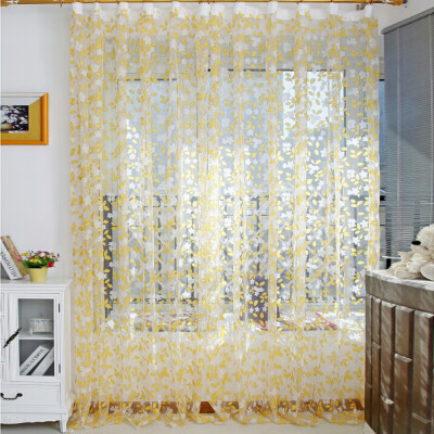 

Chic Leaf Type Tulle Door Window Curtain Rural Leaf Design Curtain