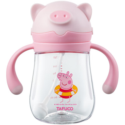 

Taifu high water bottle cup baby sippy cup baby learning cup 1-3 years old pig Pei series 240ML pink Jingdong special supply