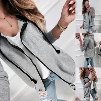 

New Women Zipper Jumper Tops Hoodies Hooded Sweatshirt Pullover Coat Jacket