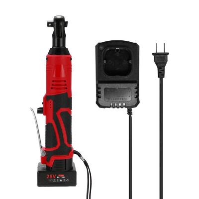 

28V Multifunctional Cordless Rechargeable Electric Wrench 38 Inch Right Angle Electric Ratchet Wrenches with LED Light
