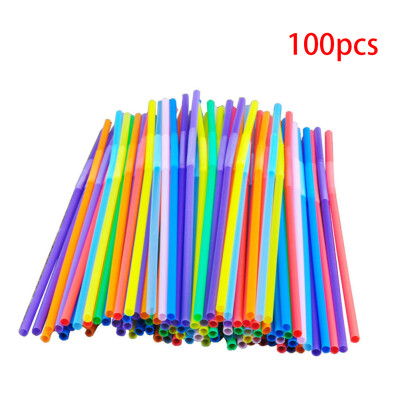 

100PCS Plastic Flexible Disposable Extra Long Drinking Straw Bendy Straw Hot