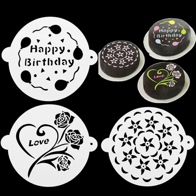 

3Pcs Set Flower Pattern Spray Stencils Birthday Tiramisu Cake Mold Decorating Bakery Tools Diy Cake