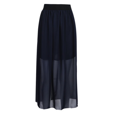 

Women Sexy Elastic High Waist Chiffon Long Skirt Solid Color Loose Clothing