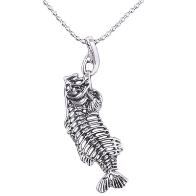 

Personalized Fish Bone Whole Fish Skeleton Pendant Necklace Silver Jewelry
