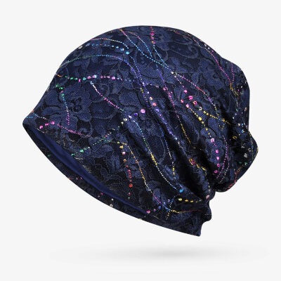 

Muslim Women Colorful Lace Hollow Out Breathable Cancer Chemo Hat Turban Head Wrap Stretch Slouchy Beanie