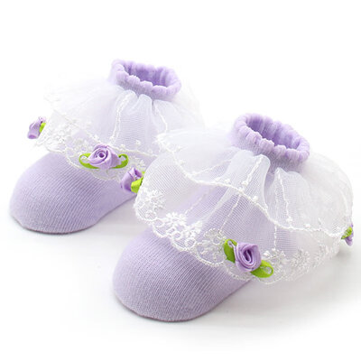

Newborn Baby Infant Barefoot Toddler Foot Flower Lace Band Girl Sandals Socks 2PC