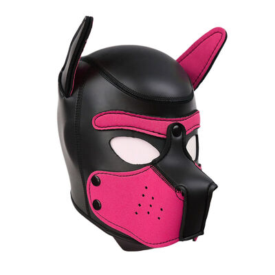 

Padded Latex Rubber Role Play Dog Mask Puppy Cosplay Full HeadEars 10 Colors