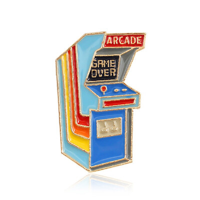 

1pc Cartoon Arcade Game Over Enamel Brooch Pins Metal Badges For Bags Clothes Jewelry Gifts