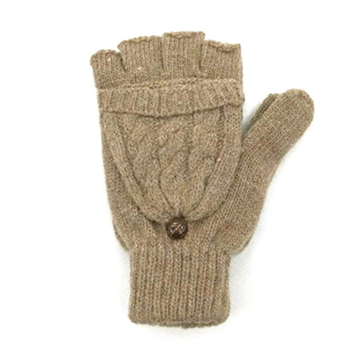 

Winter Braided Knitted Half Finger Flip Fingerless Convertible Mittens Gloves