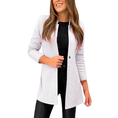 

Toponeto Women Solid OL Style Long Sleeve Blazer Elegant Slim Suit Woolen Coat