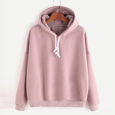 

Fashion Women Autumn Hooded Sweatshirt Drawstring Solid Color Long Sleeve Loose Hoodies Pullover Jumper