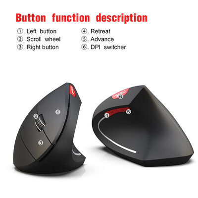 

HXSJ T29 Wireless Mouse BT30 Vertical Optical Mouse 3 Adjustable DPI Ergonomic Design for Windows Android SystemGrey