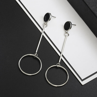 

New Round Circle Geometric Earrings For Women Silver Color Long Hollow Drop Earrings Fashion Brincos For Women Wholesale