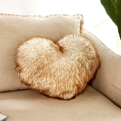 

Heart Shape Fluffy Faux Fur Plush Soft Sofa Chair Bed Room Decor Pillow Case Cushion Cover