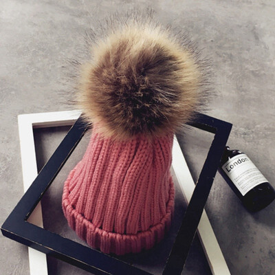 

Mother & Child Baby Warm Winter Knit Beanie Fur Pom Hat Crochet Ski Cap
