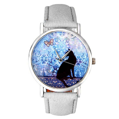 

Montre Femme 2018 Fashion Women Watches Cat Pattern Leather Band Analog Quartz Vogue Ladies Men Watch Clock And Watch Box Hot