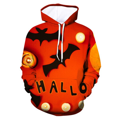 

Toponeto Mens Scary Halloween Pumpkin 3D Print hooded Party Long Sleeve Hoodie Blouse