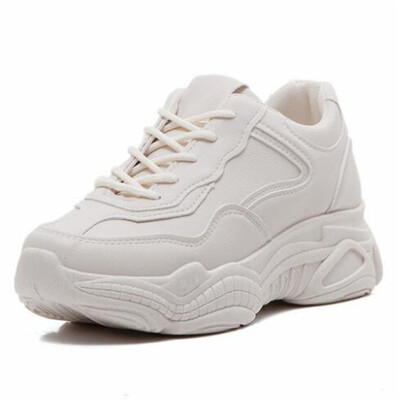 

DIWEINI 2019 Spring New Leather Womens Platform Chunky Sneakers Fashion Women Flat Thick Sole Shoes Woman Dad Footwear D9803