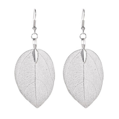 

Womens Retro Leaf Leaves Hollow Out Long Dangle Earrings Hook Jewelry Gift