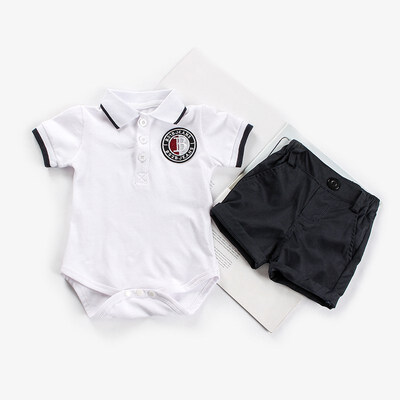 

Summer Baby Boy Clothes Set Casual Short Sleeve Gentle Letter Print Romper Tops Shorts Outfits Set