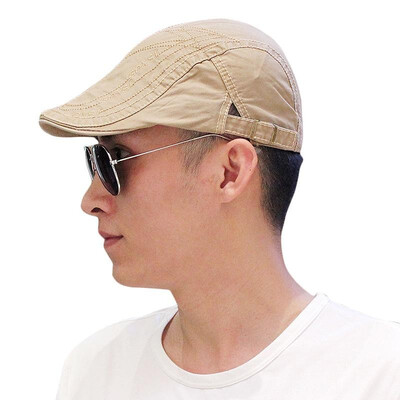 

Retro Unisex Men Women Duckbill Cap Cotton Blends Solid Color Embroidery Driving Sport Beret Hat