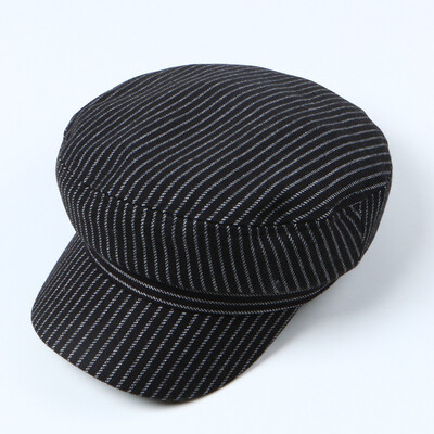 

Autumn New Hat Female Hundred Tides Japanese Striped Army Cap Korean Printer Newsboy Cap Octagonal Cap Cotton Beret