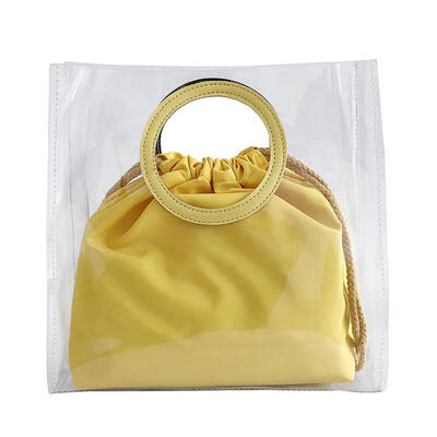 

Transparent PVC Women Totes Nylon Drawstring Composite Bag Female Handbags