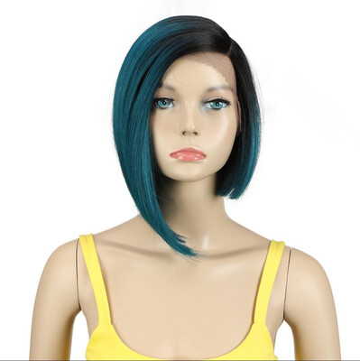 

Noble Wigs For Black Women Straight Synthetic Lace Front Hair 12" Ombre 3 Color Lace Front Wig Cosplay Blonde Lace Front Wig
