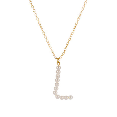 

New Fashion A-Z 26 Letter Necklace Alphabet Pendant Jewelry Statement Elegant Pearl Gold Chain Long Necklace