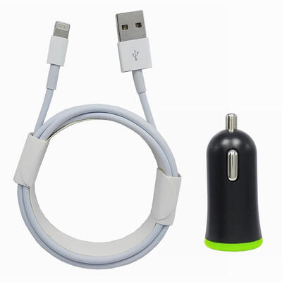 

2m Lightning Cable And 5V 21A Car Charger Set Support Data Sync for iPhone 5678XXRXSPlus Max - Black-2m