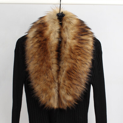 

Luxury Winter Faux Fur Collar Coat Women Scarf Warm Hairy Soft Shawl Hood Fur Decor For Jackets Multi Color Female Fur Scarves